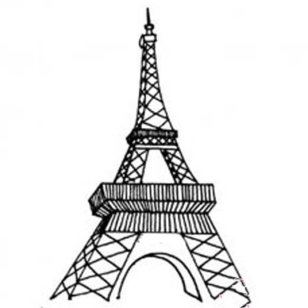 Elementary school students' simple drawings of the Eiffel Tower