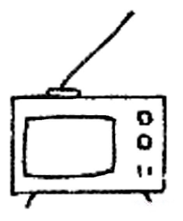 Kindergarten simple black and white TV set picture