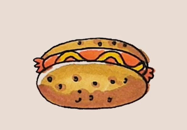 Simple drawing of hot dog