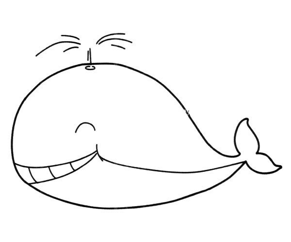 Happy whale simple drawing picture