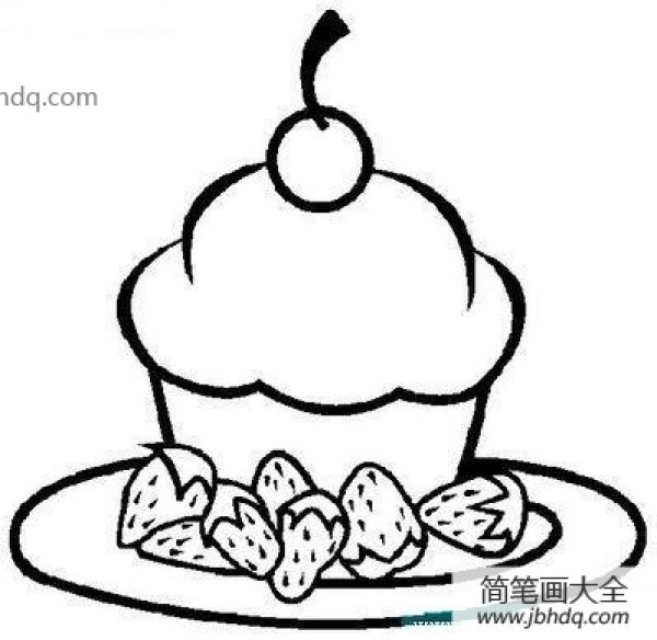 Delicious cupcake simple drawing