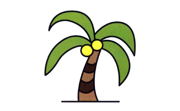 How to draw coconut trees on the beach with simple strokes