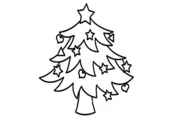 Simple drawing of beautiful Christmas tree for kindergarten middle class