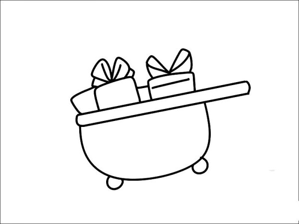 Simple drawing of a car with Christmas gifts