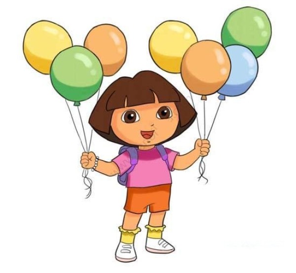 Primary school students' simple drawing pictures of Dora with color