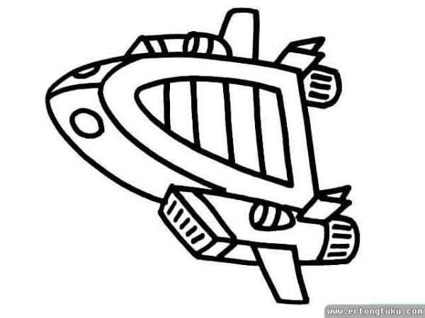 Spaceship black and white simple drawing series