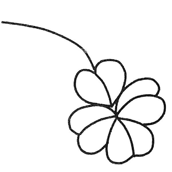 Six beautiful simple drawing pictures of four-leaf clover