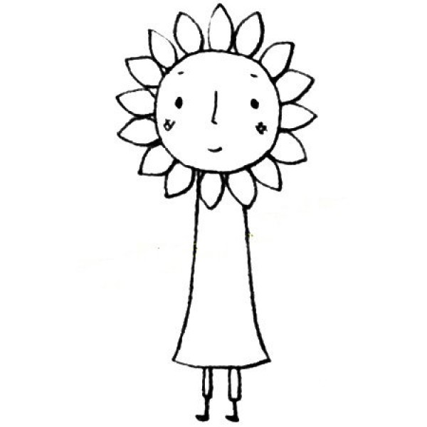 Miss Sunflower Simple Drawing Tutorial