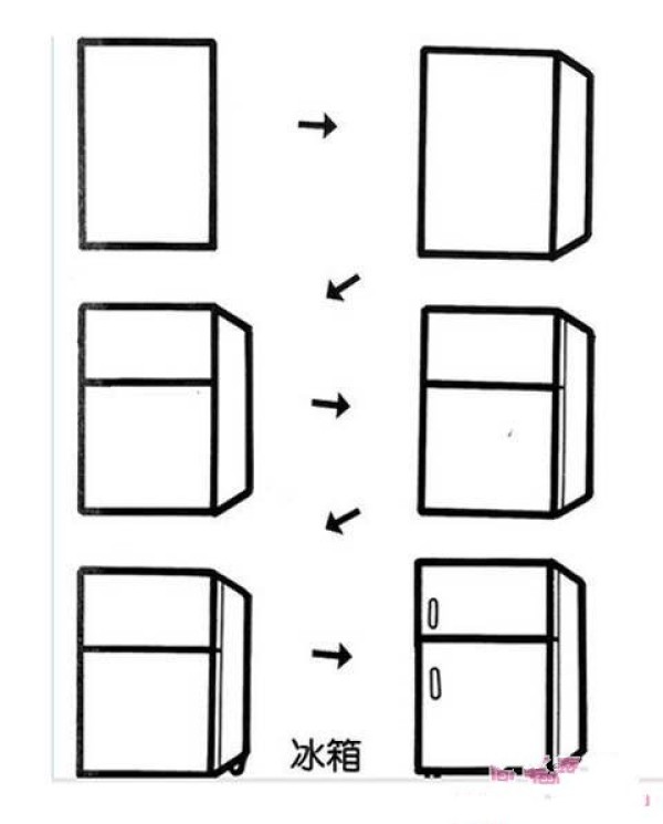 Complete step-by-step tutorial on how to draw a refrigerator: How to draw a refrigerator