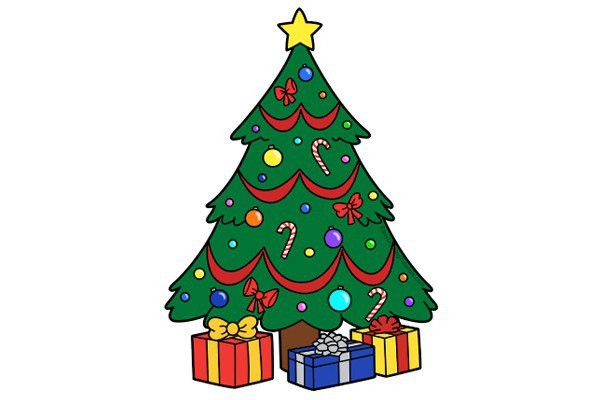 Draw a beautiful Christmas tree with simple strokes