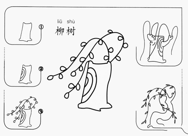 How to draw a willow tree