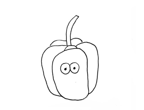 Simple drawing of green pepper cartoon image