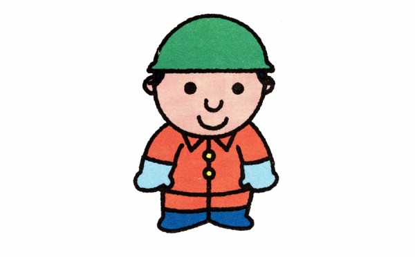 Simple drawing tutorial of cartoon character construction worker