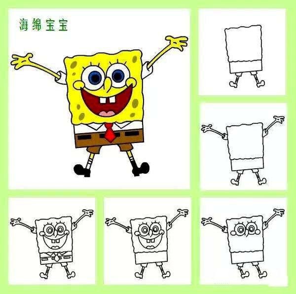 SpongeBob SquarePants simple drawing tutorial with step-by-step pictures: How to draw SpongeBob SquarePants