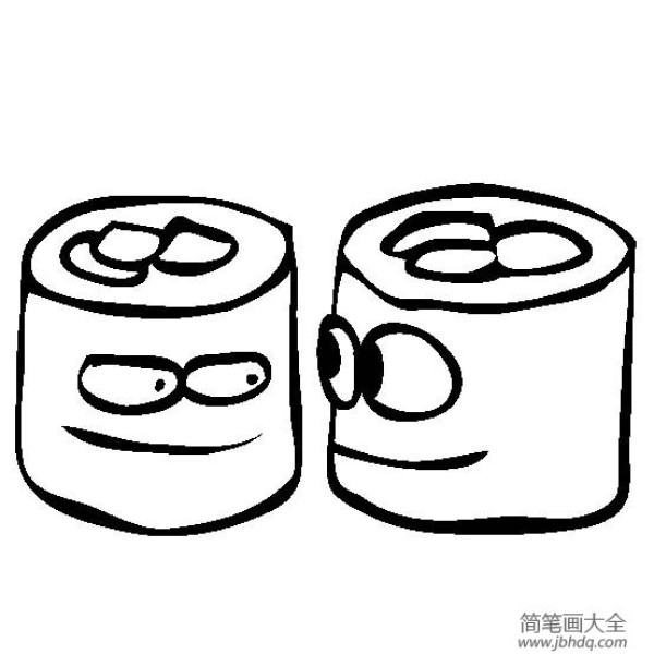 Cartoon sushi roll simple drawing picture