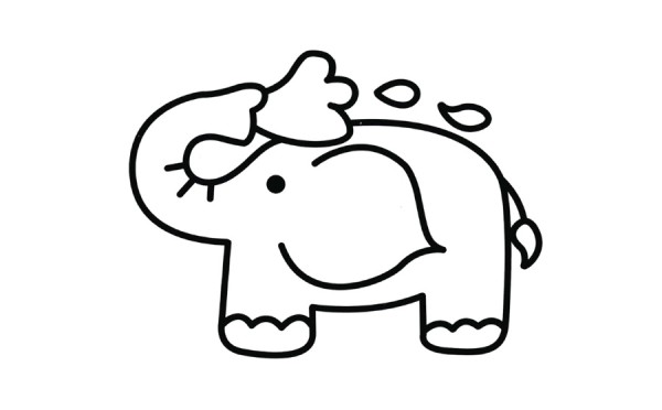 Cartoon yellow elephant simple drawing works