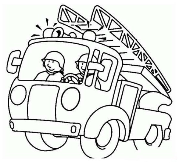 Fire truck driver simple drawing picture