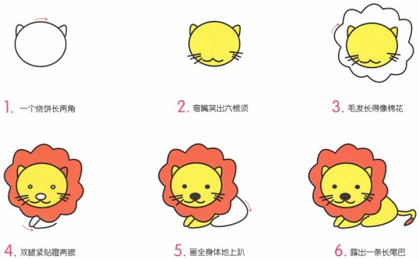 How to draw a cartoon little lion with simple strokes