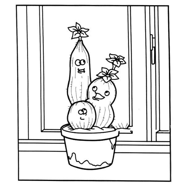 Cartoon cactus potted plant