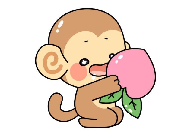 Simple drawing of monkey eating peach