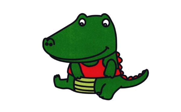 Cartoon little crocodile simple drawing coloring method