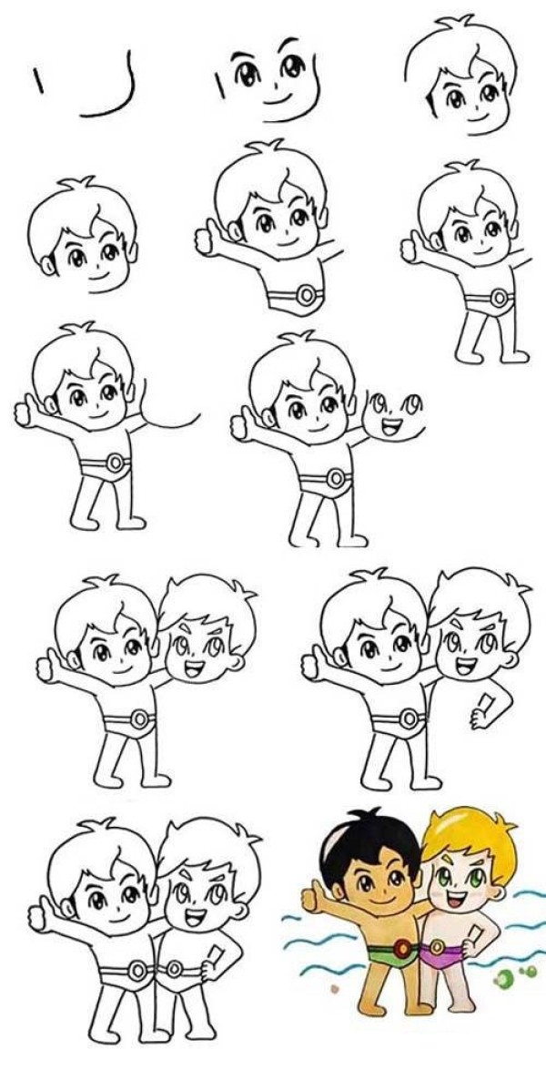 Complete step-by-step tutorial on how to draw Haier Brothers: How to draw Haier Brothers