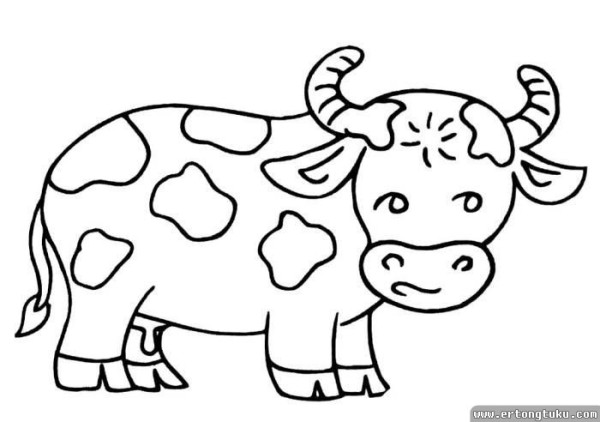 Cartoon cow simple drawing material