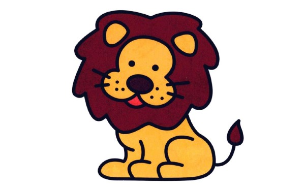 Cartoon lion simple drawing coloring method