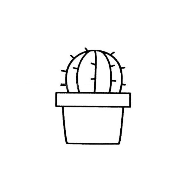 A simple drawing of a cactus potted plant