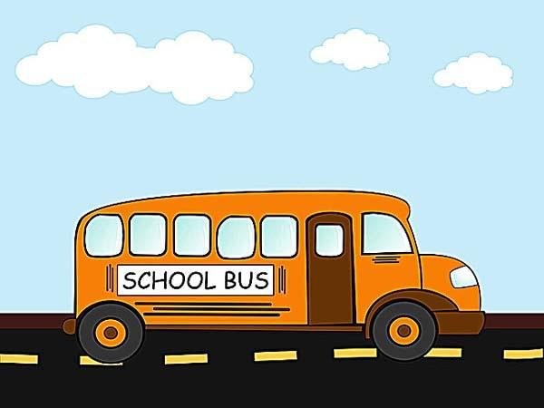 Colored school bus simple drawing pictures