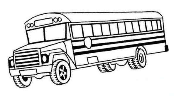 American Kindergarten School Bus Simple Drawing Picture