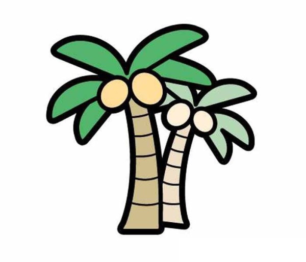 Childrens simple drawing of big tree coconut tree