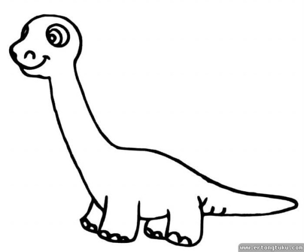 4 simple drawings of cute cartoon dinosaurs