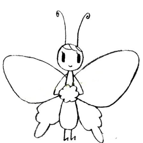 Simple drawing tutorial of cute butterfly girl