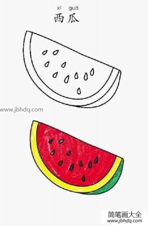 Red watermelon simple drawing steps