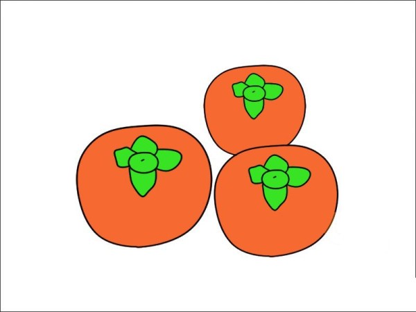 Simple drawing of three persimmons