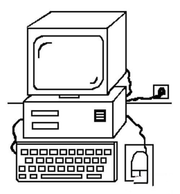 Simple drawing pictures of old-fashioned small computers