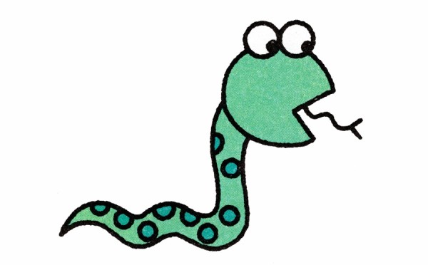 How to draw a snake with simple strokes for children