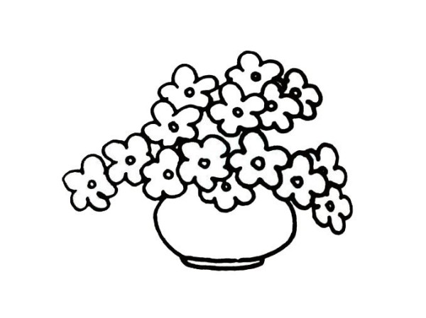 Simple strokes of a pot of flowers