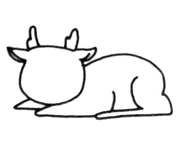 Draw a lying sika deer in four steps