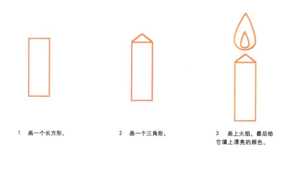 Tutorial on how to draw a burning candle in simple strokes