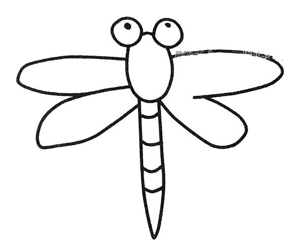 A set of cute cartoon dragonfly simple drawing pictures