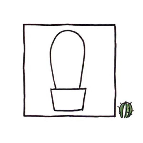 Draw a cute simple drawing of a tall and handsome cactus in four steps