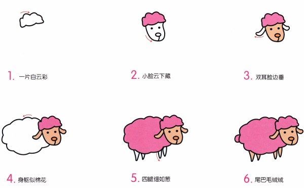 How to draw cute little sheep in simple strokes