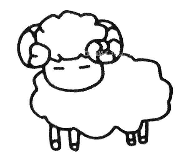 Learn to draw a cute little sheep in four steps