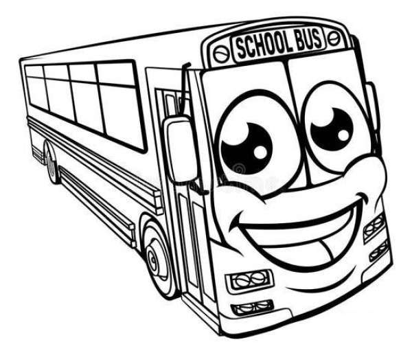 Cute Cartoon Kindergarten Student School Bus Simple Drawing Picture