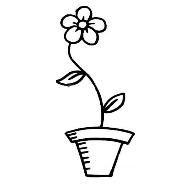 Simple drawing of a flower in a flowerpot