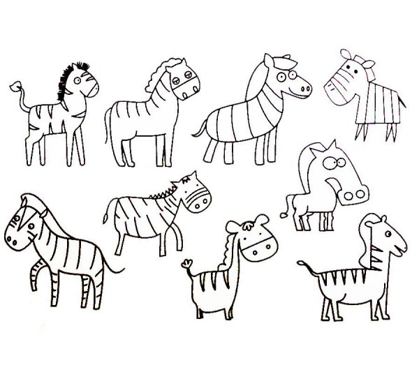 Zebra simple drawing examples and steps