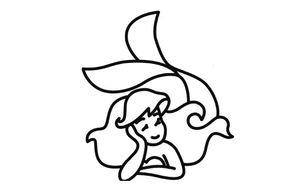 Beautiful little mermaid simple strokes