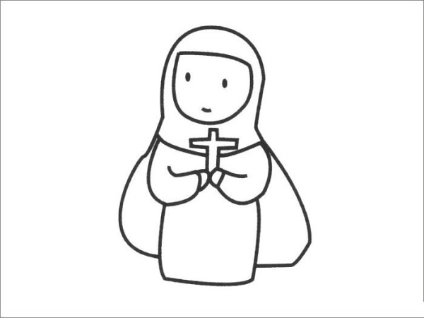 Simple drawing of nun